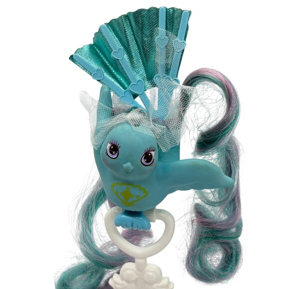 Vintage Hasbro Fairy Tails Fan Flutter Tails Blue Bird My Little Pony G1 & Stand - Picture 6 of 12